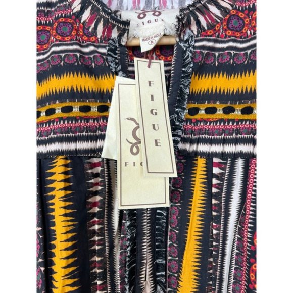 NWT Figue Claire V-Neck Ruffled Fit & Flare Ikabb Band Black Mini Dress - Picture 4 of 8